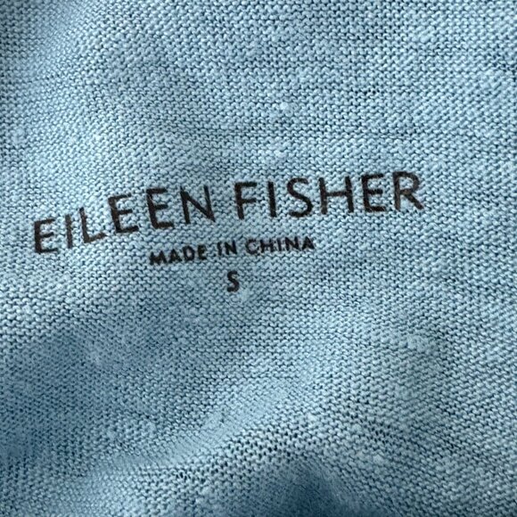 Eileen Fisher Linen Blouse V-neck Size Small Solid Blue - Picture 5 of 7